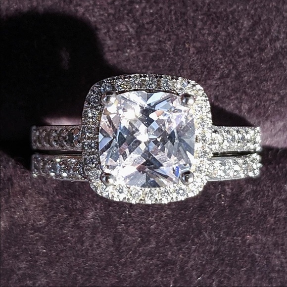 DIAMOND 925 STERLING SILVER ENGAGEMENT 2SET RING, CUTE RING, SHINY RING. - Picture 5 of 6